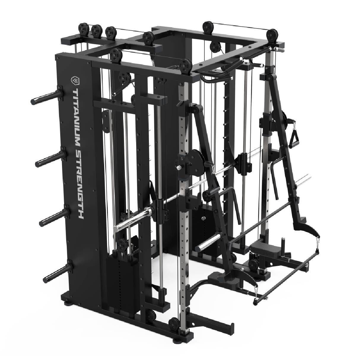 Titanium B300 All-in-One Functional Trainer, Smith Machine, Rack + High and Low Pulley + 270 kg of Weight Stack Included